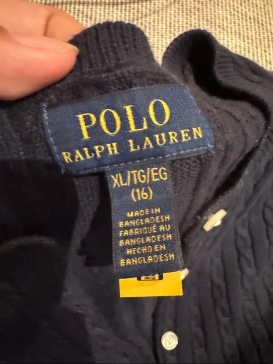 Polo by Ralph Lauren Navy Cable-Knit Button Cardigan with Pony - Picture 2 of 2